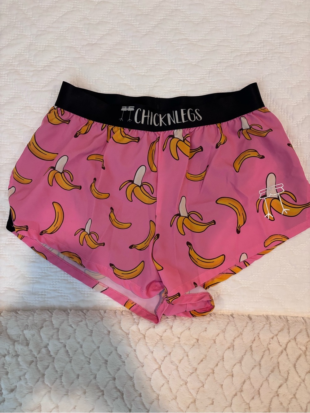 Chicknlegs Men’s Pink Banana Print Athletic Shorts